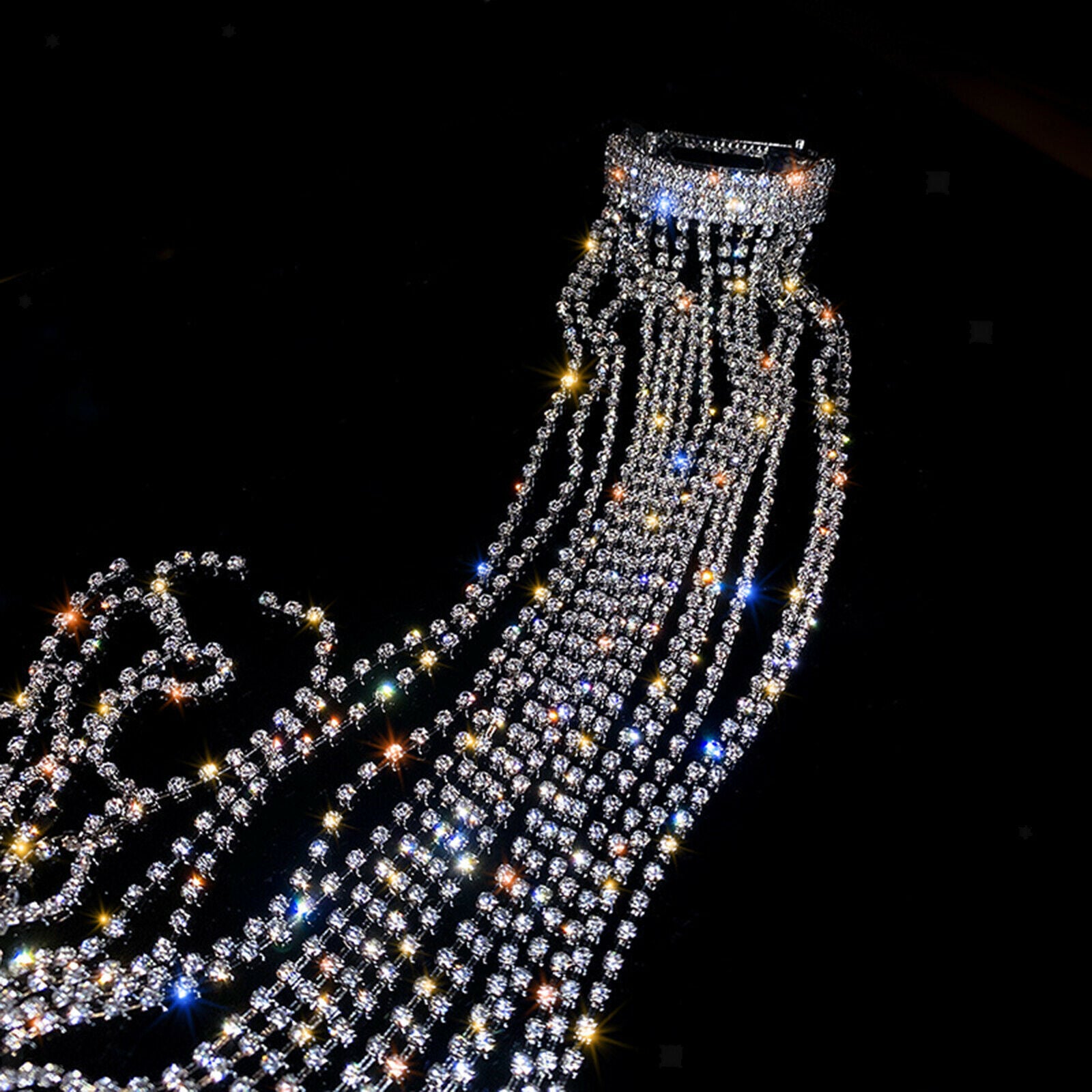 Crystal Rhinestone Beads Hairpin Bridal Tassels Jewelry Ponytail Holder