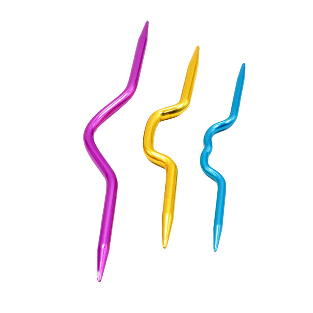 Set of 3 Mix Colors Aluminum Cable Needles Stitch Knitting Holders Needles, 3.54