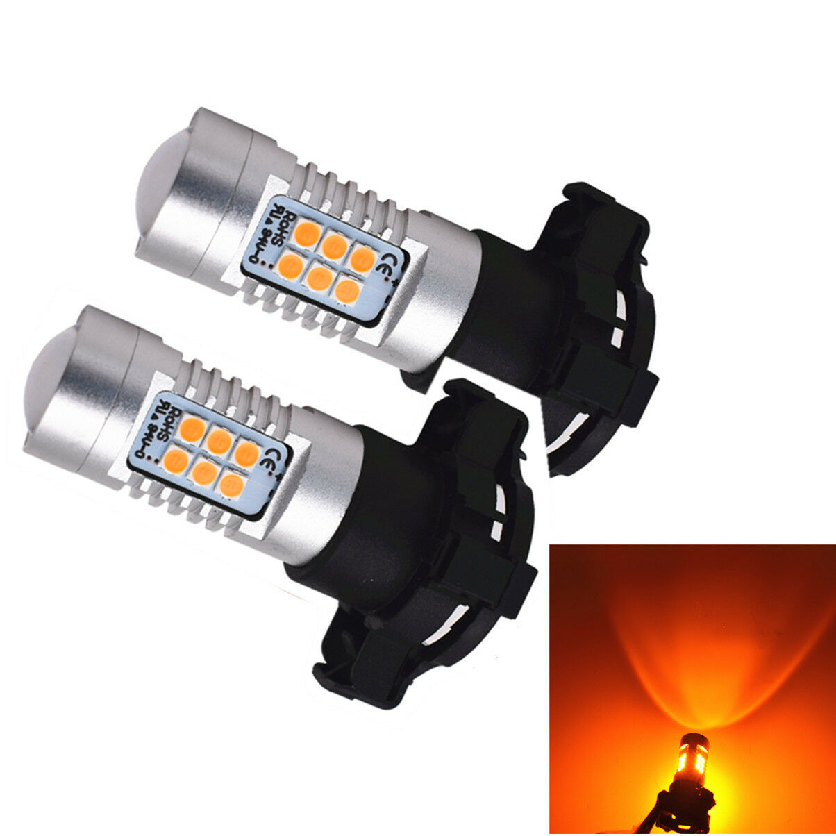PY24W Amber Yellow Error Free 21SMD LED Bulbs For BMW Front Turn Signal Lights
