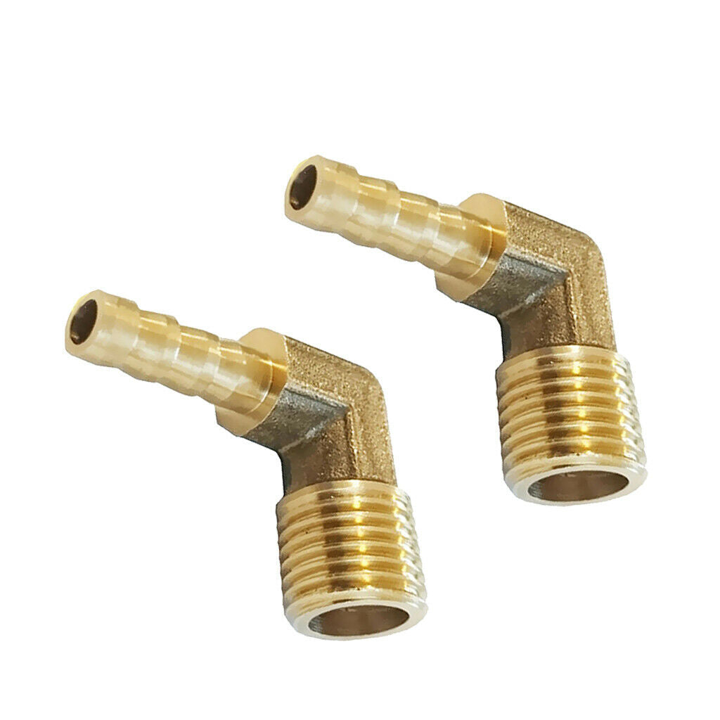 1/4'' BSP To 6mm+8mm Brass 90 Degree Male Elbow Barb Hose Tail Pipe Fitting