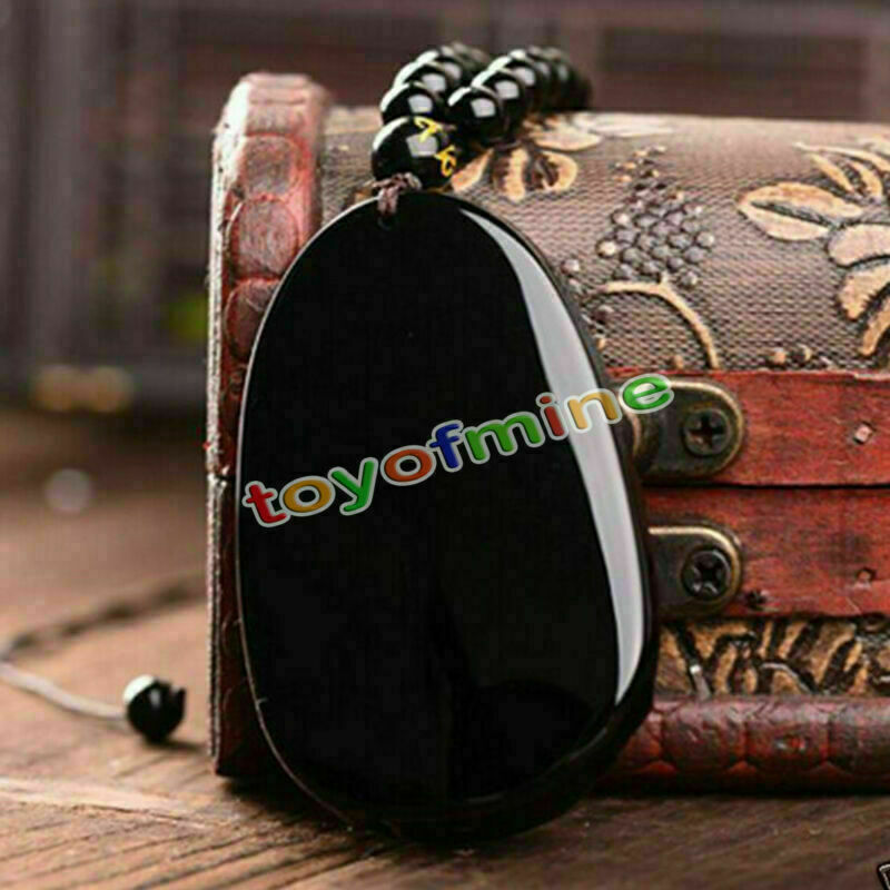 New Brand Black Natural A Obsidian Carved Buddha Pendant Rope Gift For Men Lady