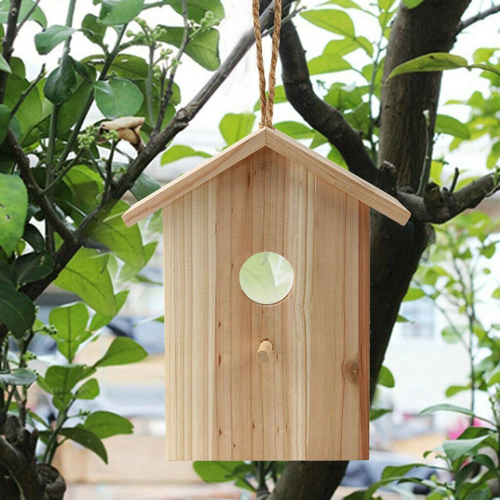 Wooden Sucker Bird Nest Outdoor Chickadee Feeder Feeding Cage Birdhouse Yard