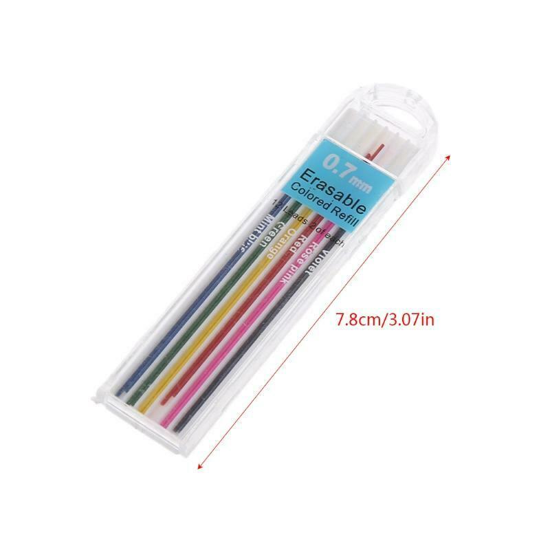 1 Box 0.7mm Colored Mechanical Pencil Refill Lead Erasable Student Stationary