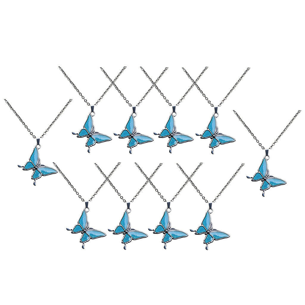 10 Pcs Butterfly Shaped Mood Pedant Necklace Choker Color Change for Girl