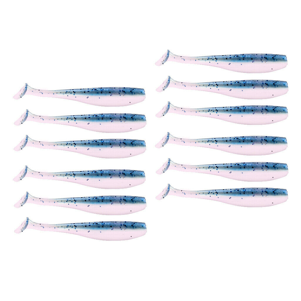 60x Artificial Swimbaits Minnow Shad Paddle Tail Worms Fishing Shiner Baits