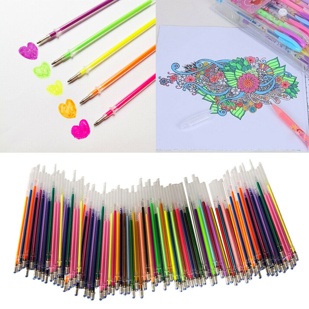 200x Gel Ink Pen Refills for Gel Pens Marker Highlighter Fluorescence Neon 0.8mm