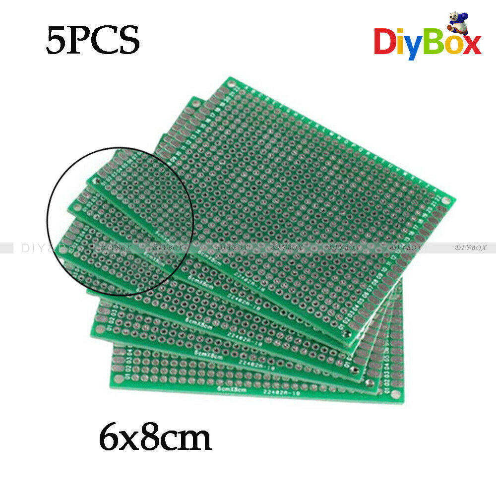 5PCS 6cmx8cm Double-Sided PCB Circuit Board Prototype Breadboard For Arduino DIY