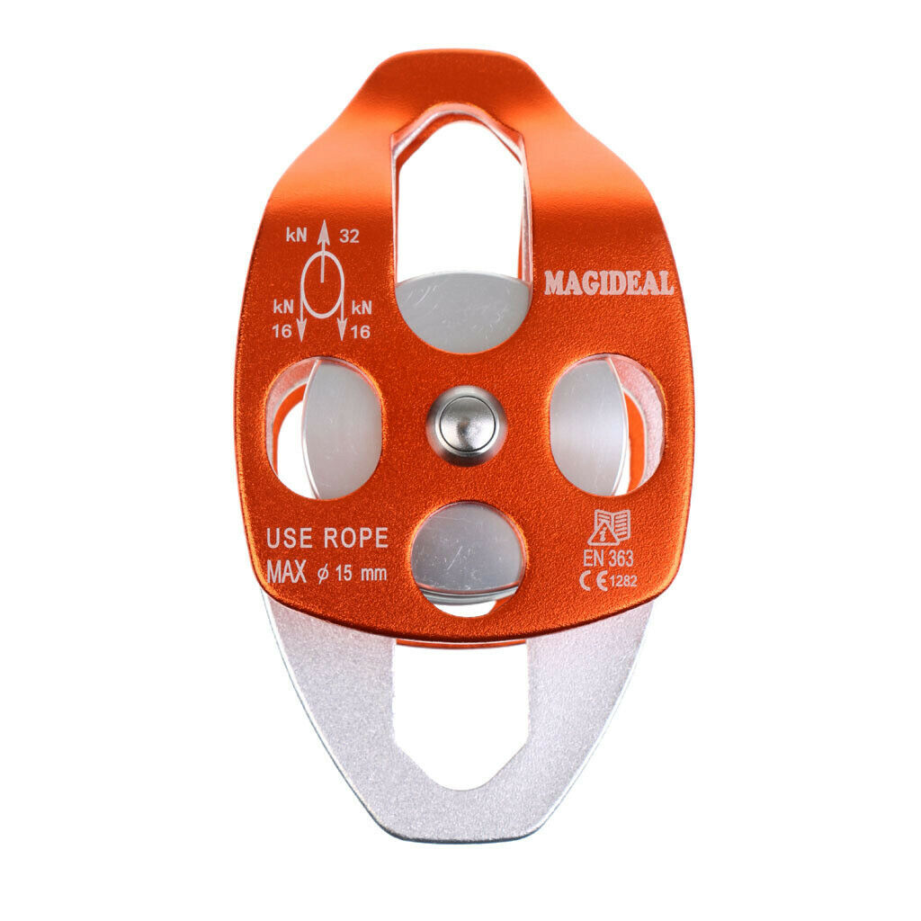 32KN Double Sheaves Mobile Pulley For Climbing   Tree Arborist By CE