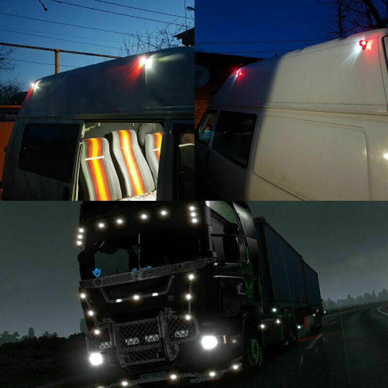 10X Red White LED Side Marker Lights Truck Trailer Clearance Light Lamp 12V 24V