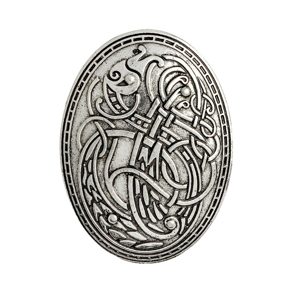 2Pack Norse Medieval Viking Shield Symbol Brooch Oval Shawl Sweater Pin