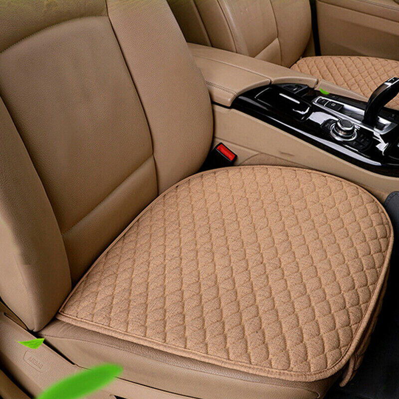 3PCS Universal Linen Fabric Car Seat Cover Front Rear Flax Cushion Breathable