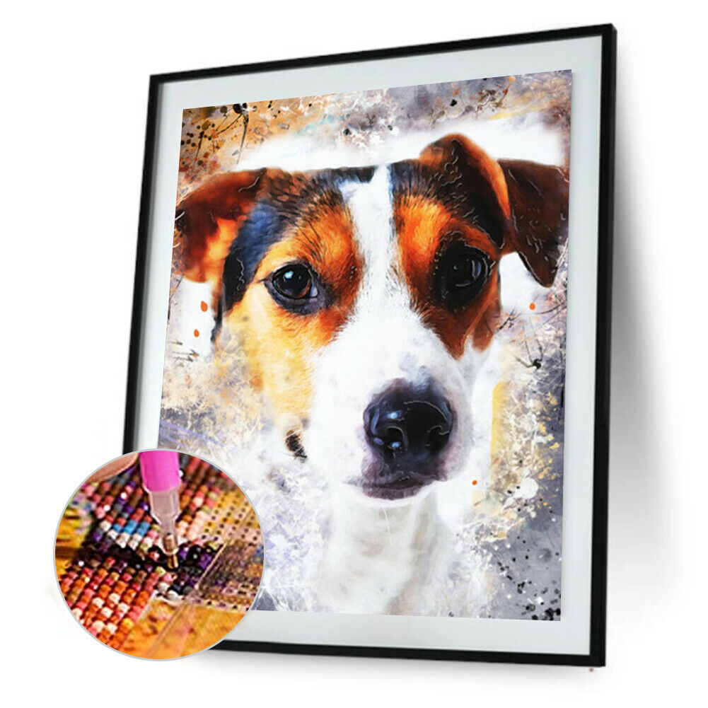 5D DIY Full Round Diamond Painting Dog Handmade Cross Stitch Art Home Decor @