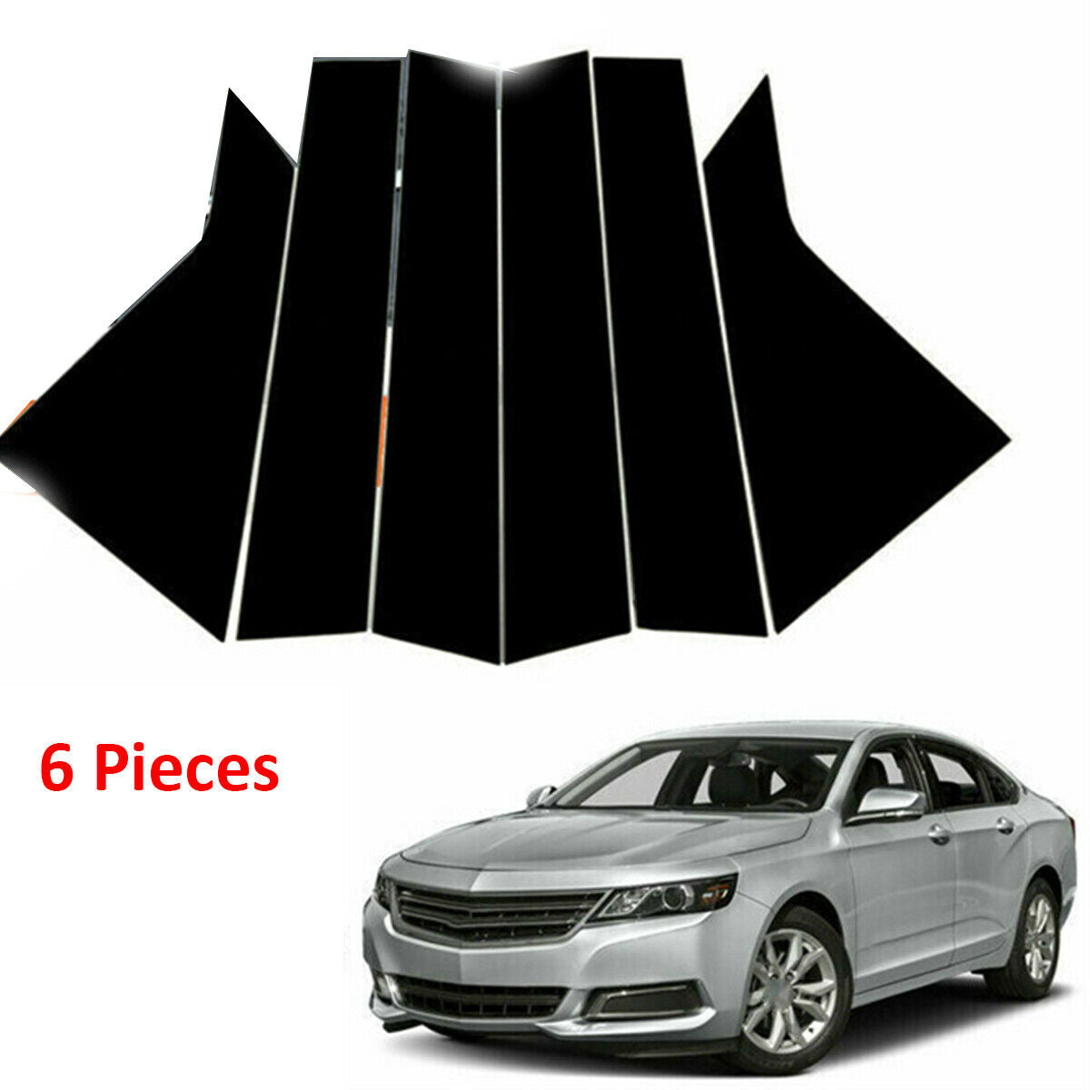 6 Pieces Vehicle Door Window Pillar Post Trim Cover For Chevrolet Impala 2014-20