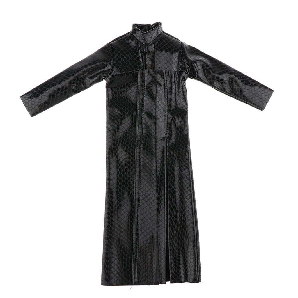 1/6 Scale Faux Leather Trench Coat, Compatible with Universal Brand 12 inch Male