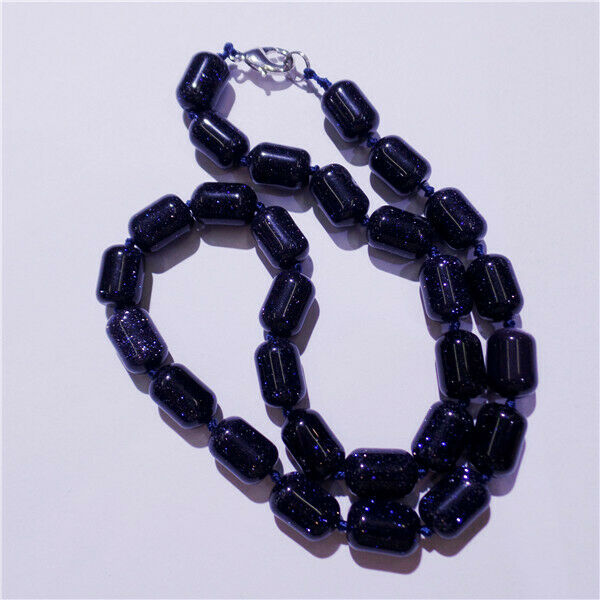 1 Strand 14x10mm Unisex Blue Sand Stone Barrel Beads Handmade Necklace HH9229