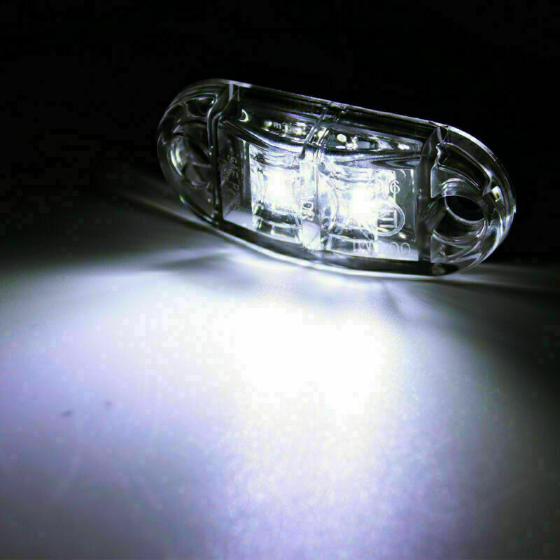 10x Side Marker LED Lights Lamp Clearance White Oval 2.5" LED Truck Trailer Bus