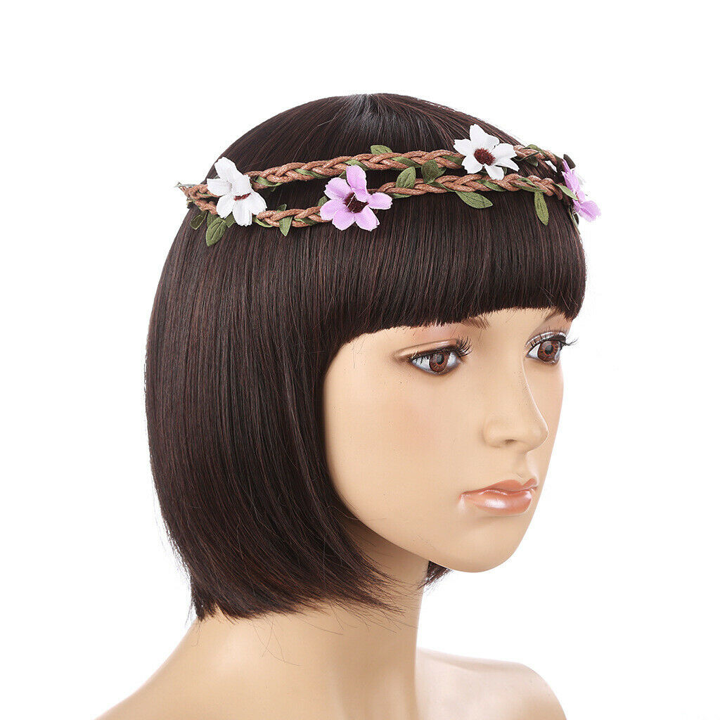 Retro Flower Leaf Garland Hairband Multicolor Bridal Wreath Elastic Headband