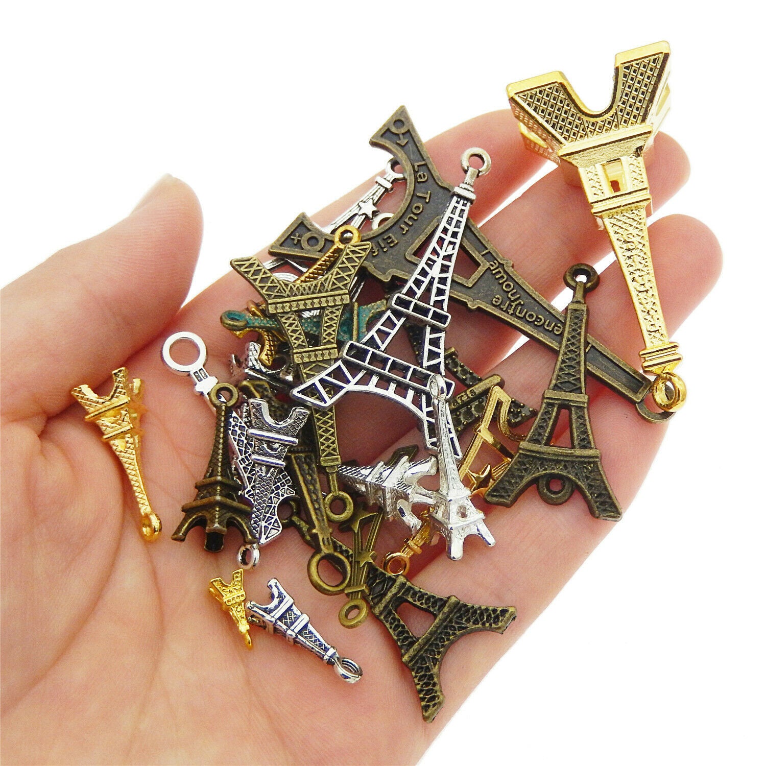 20 Mix Metal Alloy Eiffel Tower Charm Pendant DIY Jewelry Making Findings 1-5cm