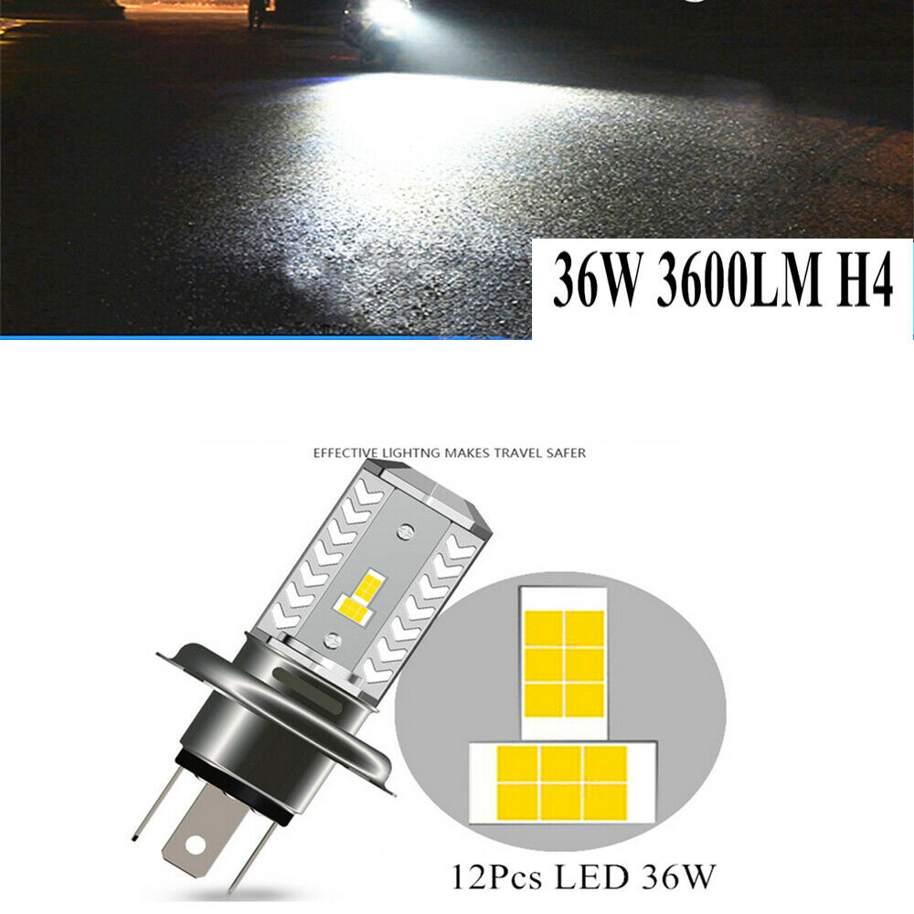 36W LED Motorcycle Headlight Bulb HID Hi/Low Beam H4 9003 HB2 3600LM Universal
