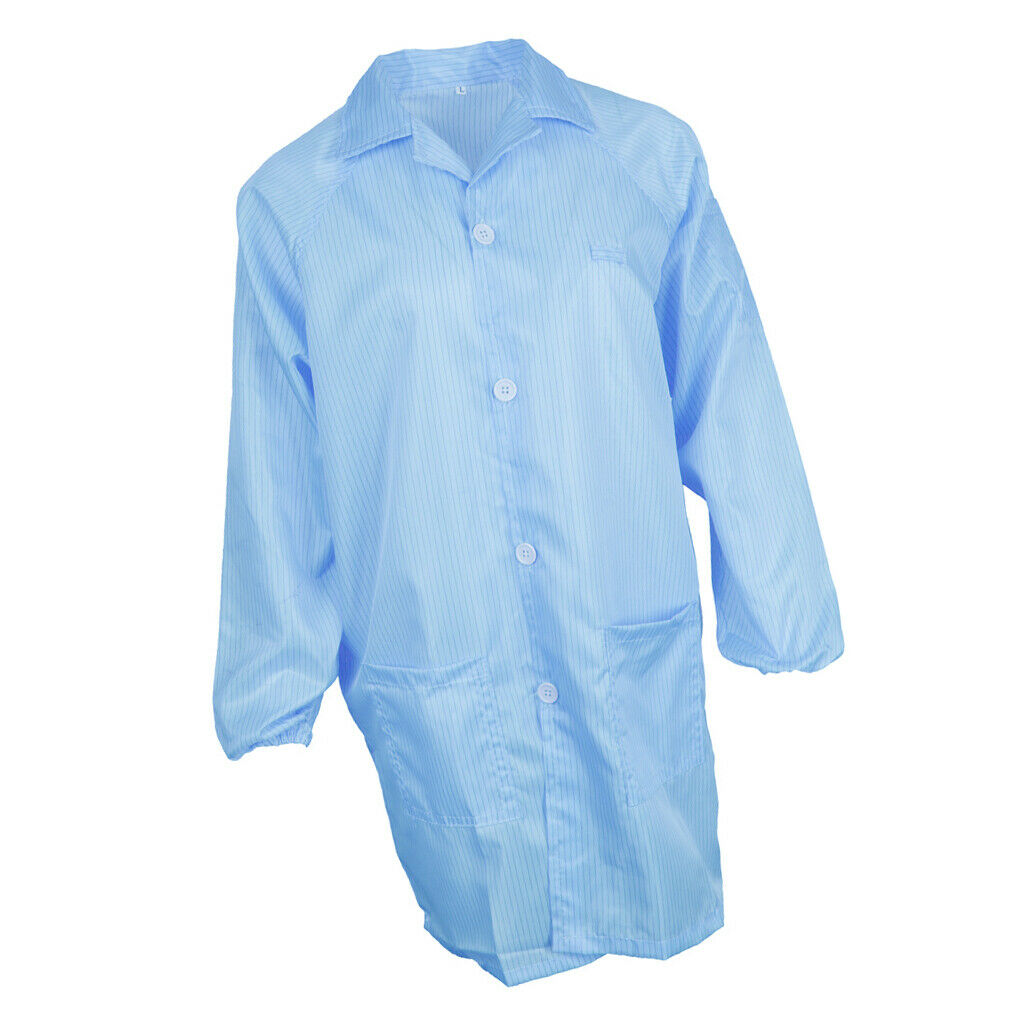 2X Unisex ESD-Safe Anti-Static Premium Lab Jacket Coat Clothing Blue M