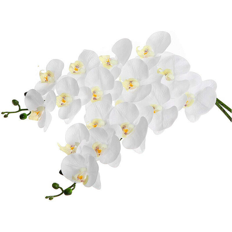 2Pcs 38inch Artificial Real Contact Orchids Flowers 9Heads Latex PhalaenopsiF6G7