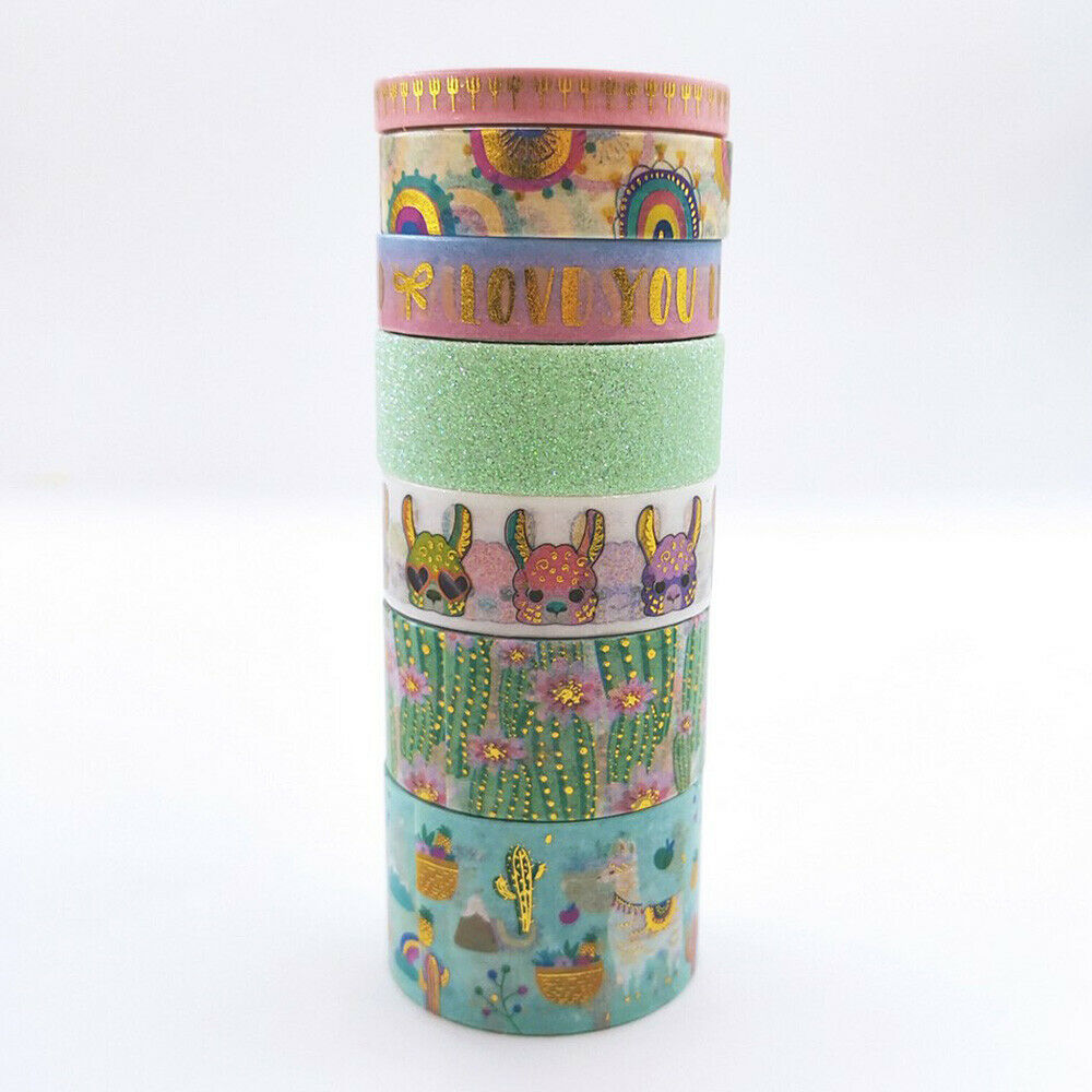 7 Rolls Cute Cartoon Alpaca Washi Paper Tape DIY Scrapbooking Planner Stickers