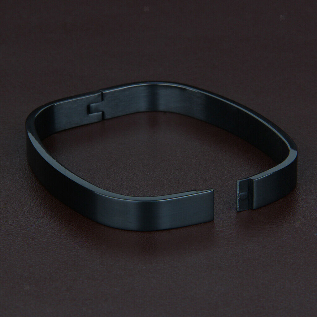 Stainless Steel Couples Bracelet Cuff Bangle Square Wristband Black 6mm