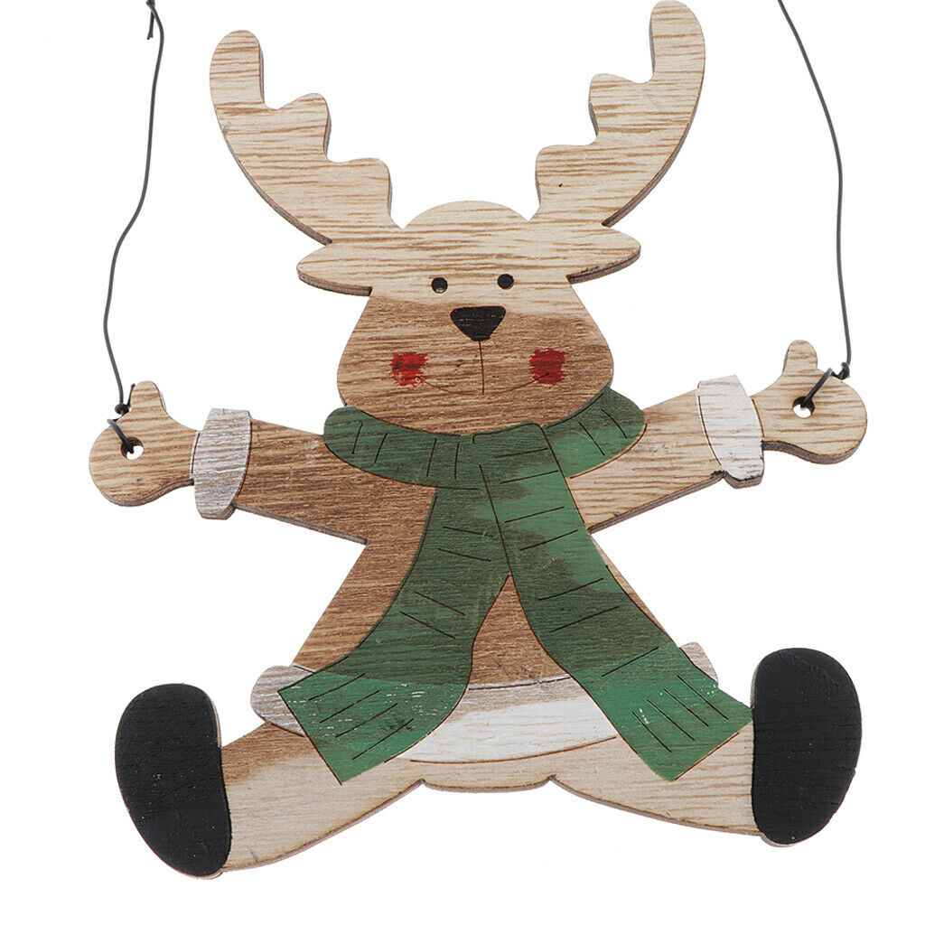 Charm Christmas Elk Wooden Pendants Xmas Ornaments Party Room Hanging Decor