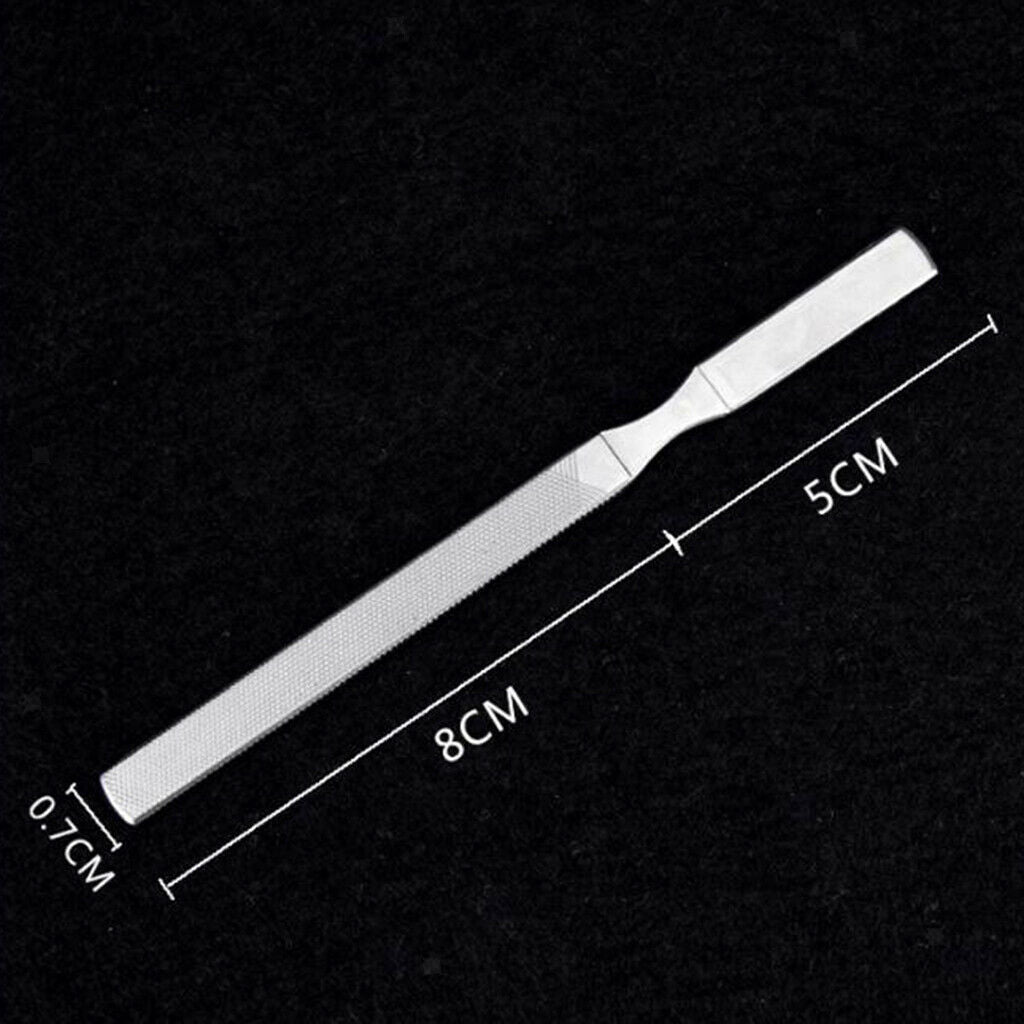 Metal Nail Files Double Sided Polisher Finger Cuticle Remover Kits 80x7mm
