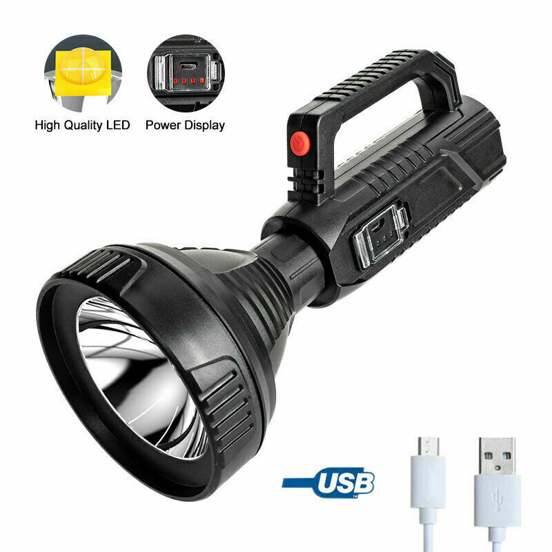 Super Bright LED Searchlight Handheld Spotlight Rechargeable Flashlight Portable