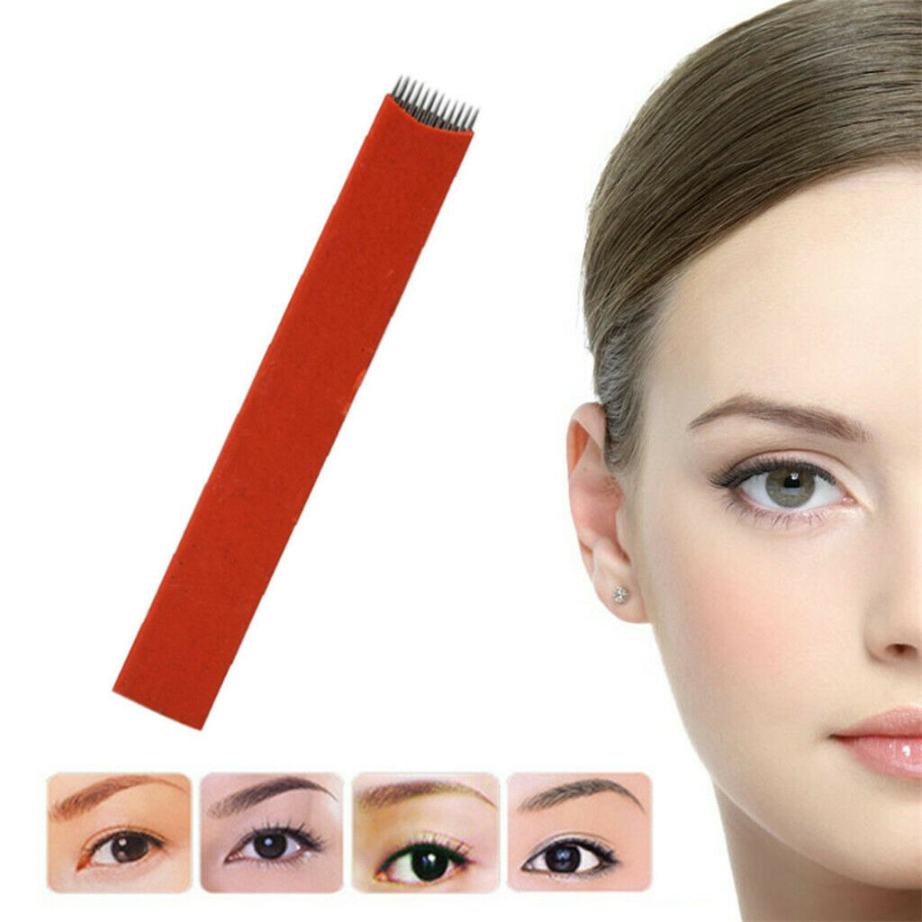 50pcs Eyebrow Blades Microblading Eye Brow Tattoo Needles Makeup Tool 12 Pin
