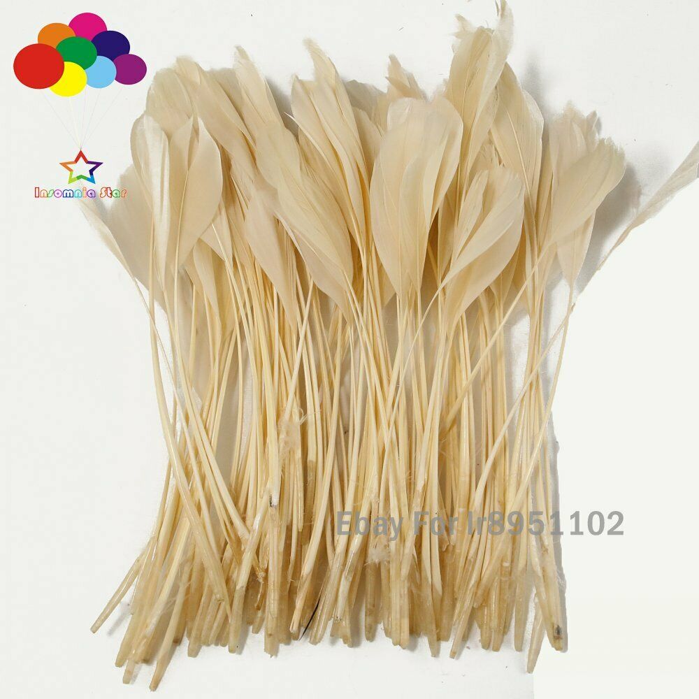 Milk yellow Stripped Coque Tail Feathers 6-8" pheasant Goose Crafts DIY Plumas
