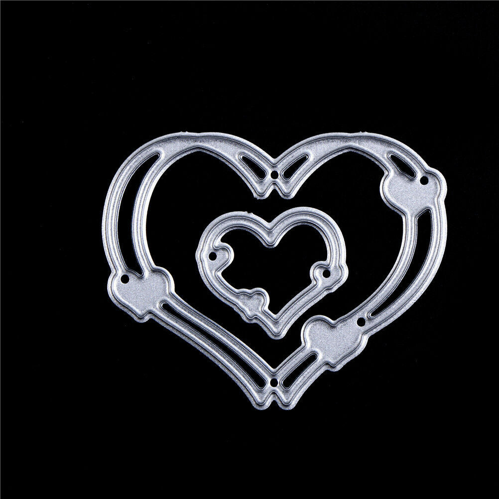 2pcs/set Love Heart Metal Cutting Die Stencils for DIY Card Scrapbookin.l8