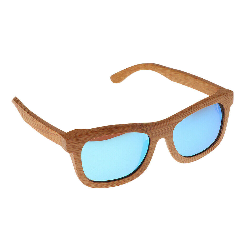 Bamboo Wooden Polarized Sunglasses Wood Glasses for Men Women Blue