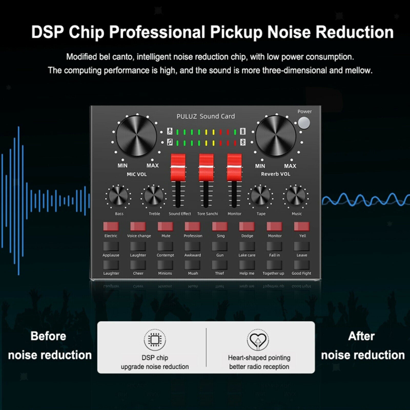 External Sound Card Bluetooth Karaoke Sound Mixer for Laptop Tablet PC