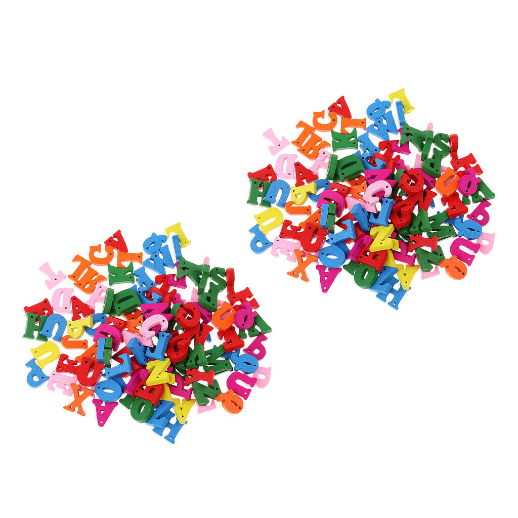 200Pcs Wooden Letters Craft Decor Accs for Kids Child Toys Teaching Aids