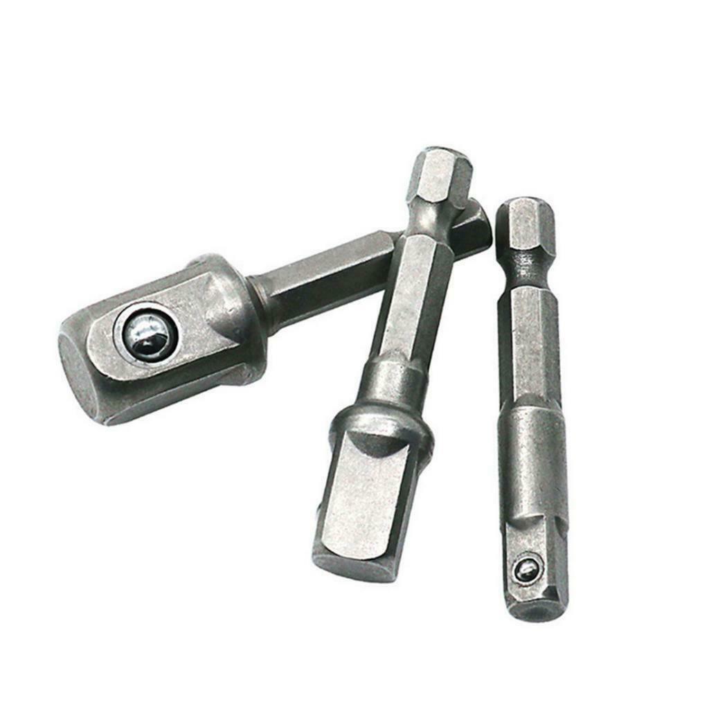 3 Pieces Hex Shank Square Head Drive Socket Extension Rod 1/4" 3/8" 1/2"