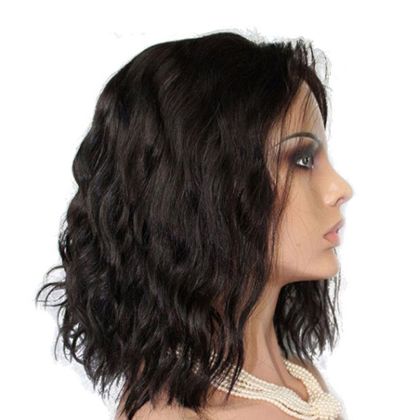 Women Short Bob Brazilian Curly Lace Wig Human Hair Silk Top Deep Parting Wigs