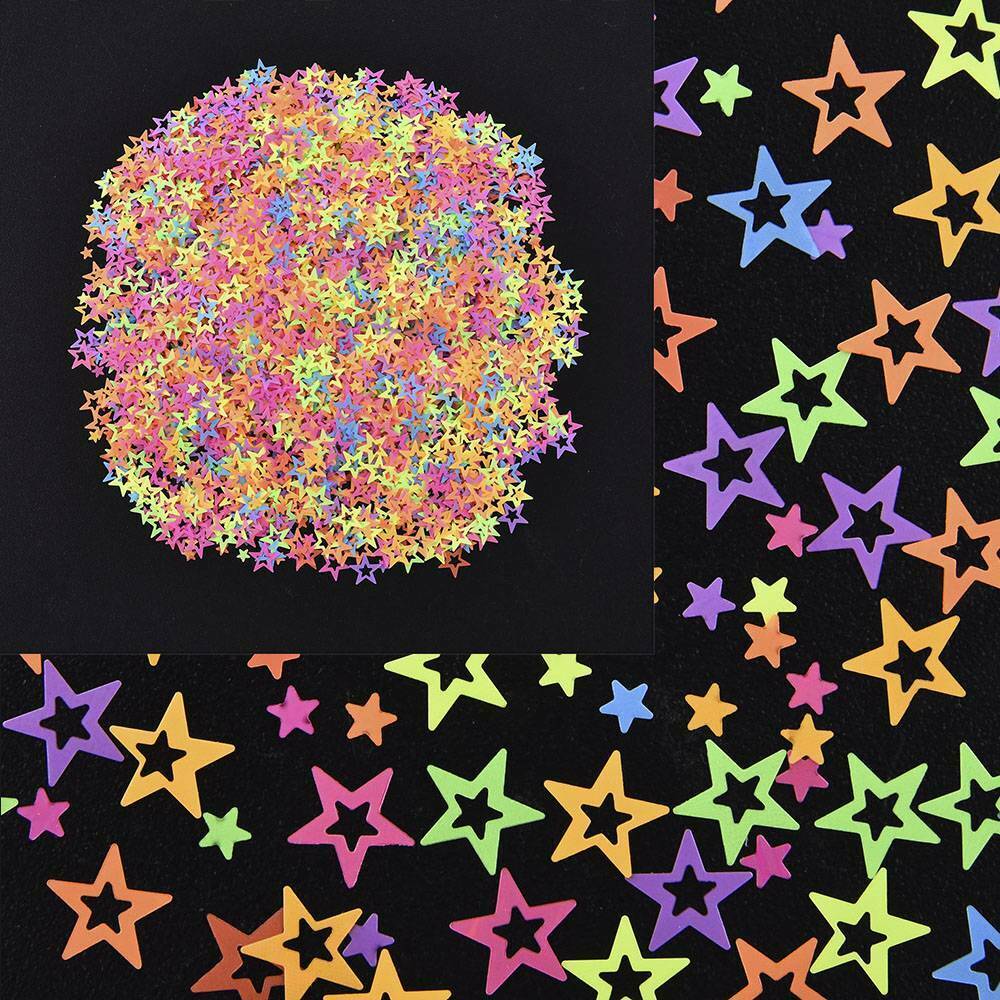 Neon Glitter Star Shape Nail Art Festival Summer Face Hair Body Makeup