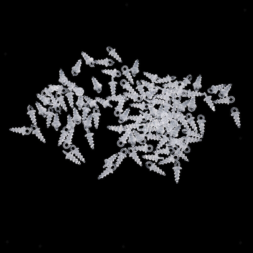 100 pcs Bait Screws  Up Pegs / Screws Carp Fishing Chod Rigs Transparent
