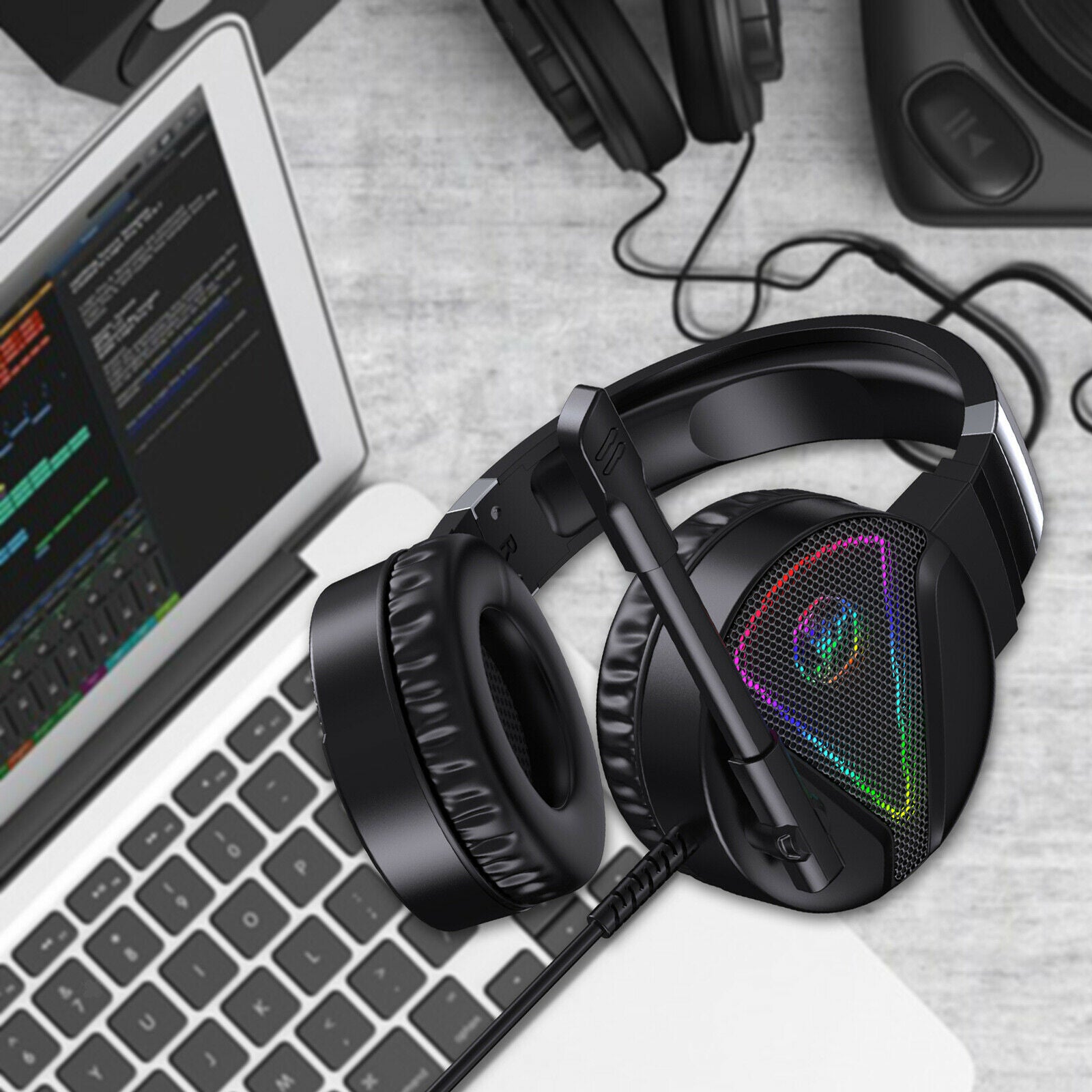 F16 3.5mm Gaming Headsets RGB LED Headphones With Microphone Noise Canceling