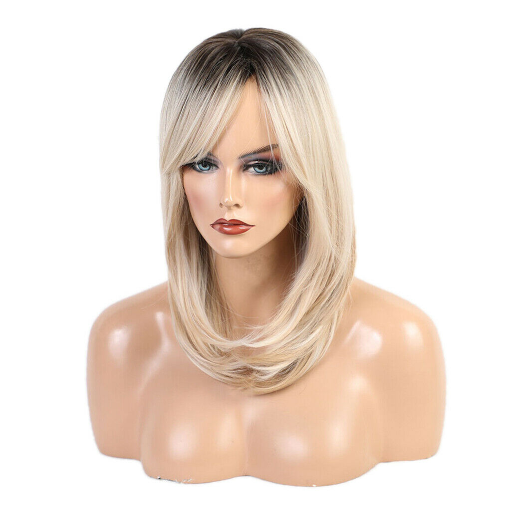 Medium Length Natural Ombre Blonde Wigs Daily Party Full Wig w/ Wig