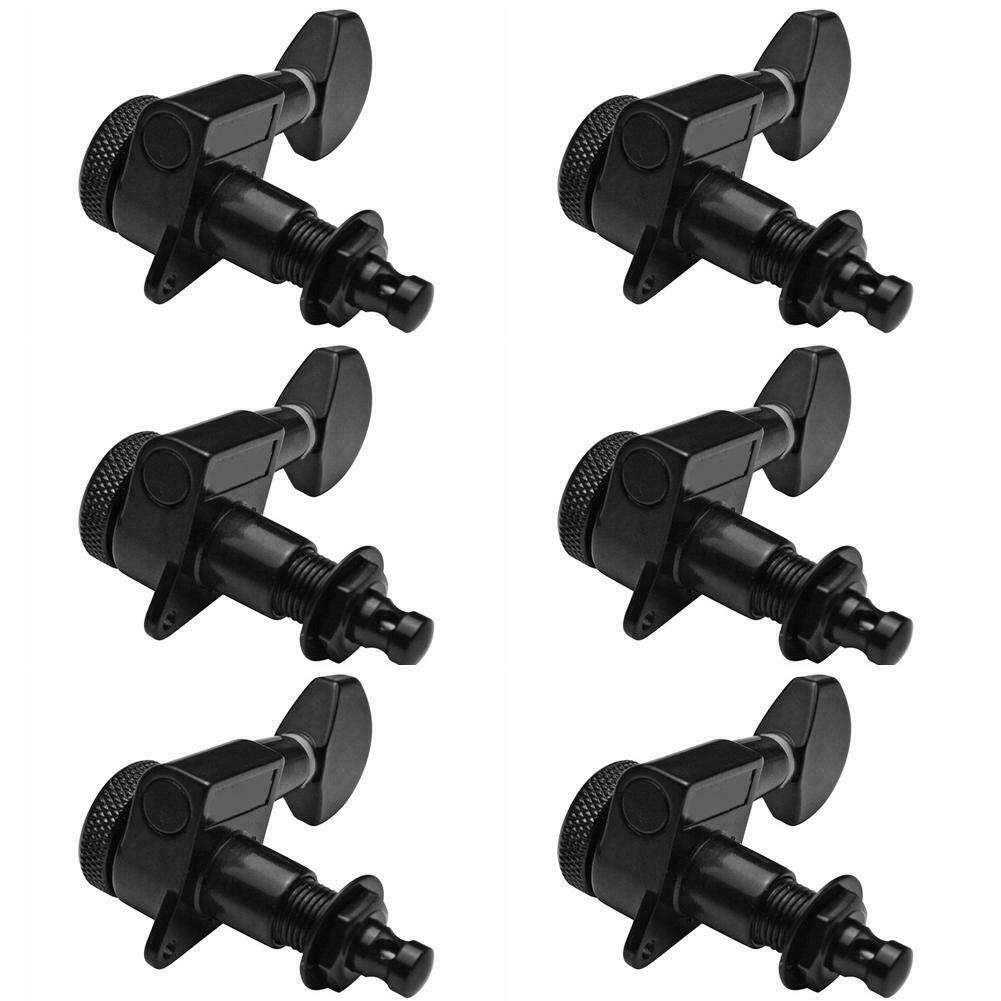 Guitar String Peg Locking Tuners Tuning Pegs Machine Heads Black 6R Inline Kits