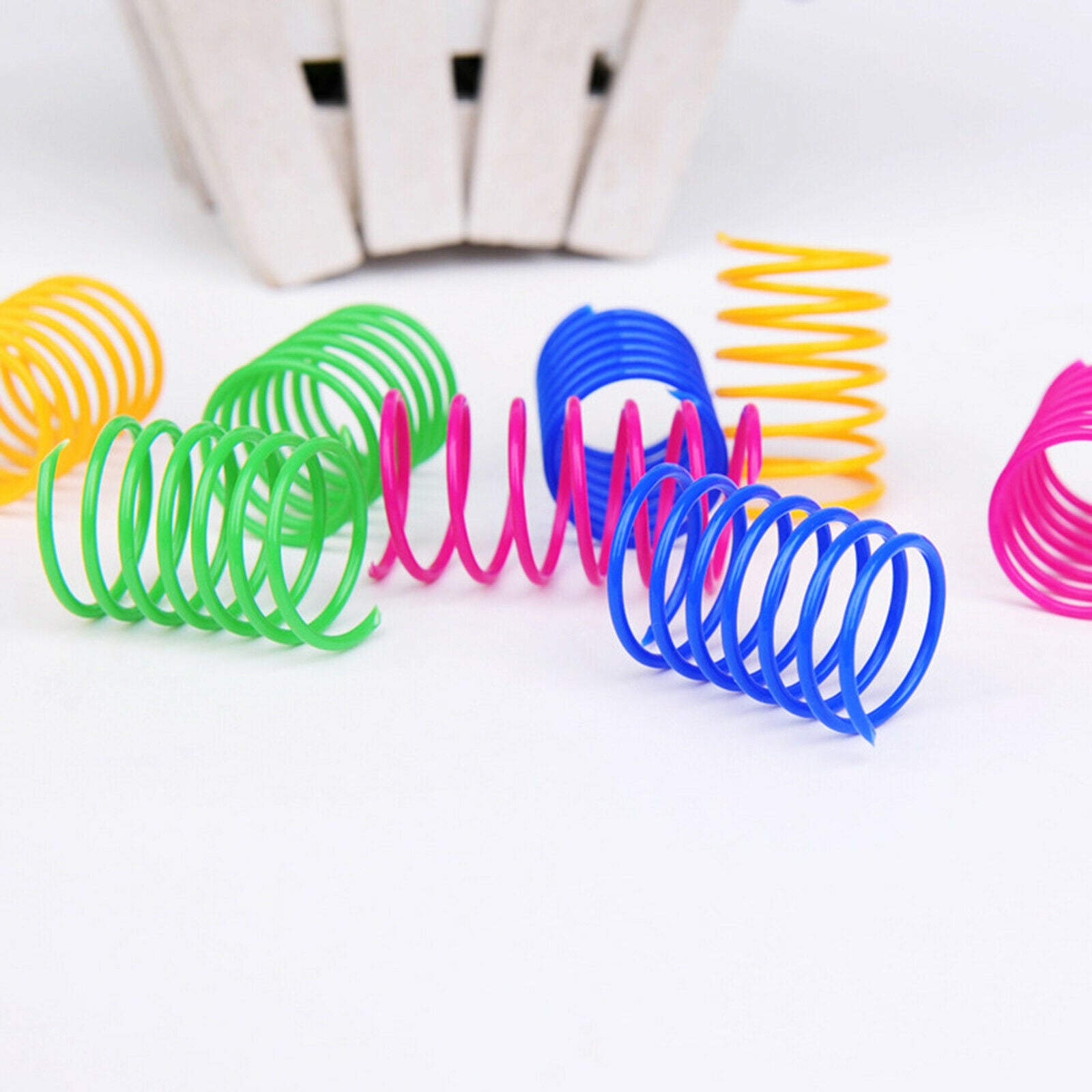 4x Cat Spring Toys Plastic Colorful Training Playing Pet Supplies Gifts
