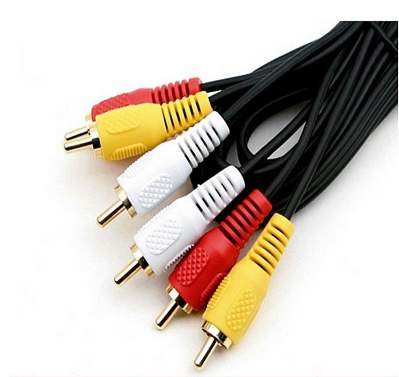 50pcs AV CABLE  3 RCA Male AUDIO VIDEO Cord Composite Yellow/Red/White TV DVD