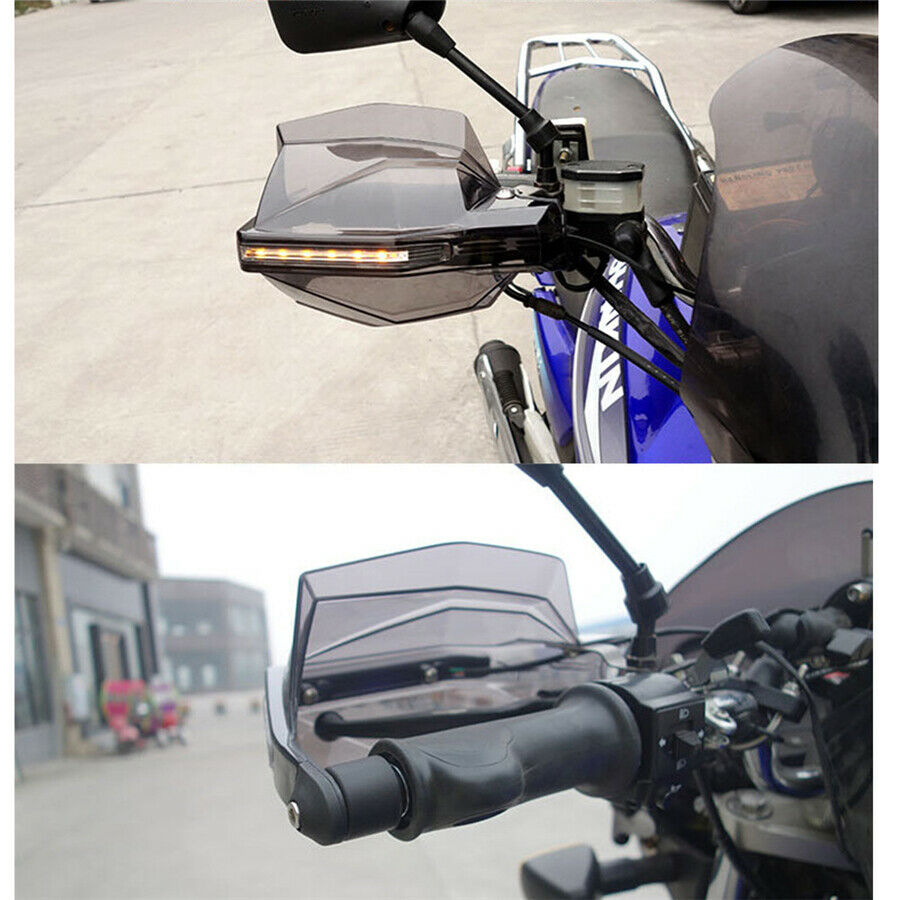 2PCS Motorcycle Smoke Hand Guard Handguard With LED Turn Signal Light
