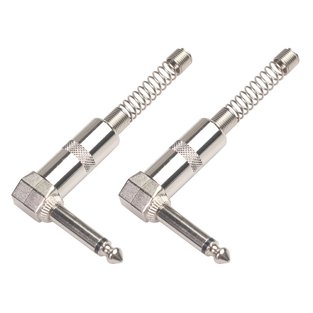 2Pieces Zinc Alloy L Shape 6.35mm Mono DIY Solder Plug For Guitar Mic Audio