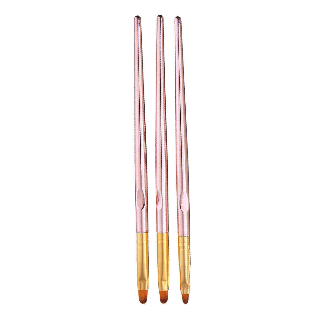 3Pcs Flat UV Gel Brushes Nail Art DIY Acrylic Painting Brush Manicure Tools