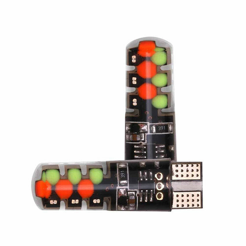 2pcs T10 RGB LED Bulbs 6SMD Remote Controller Flash/Strobe Wedge Light Bulbs