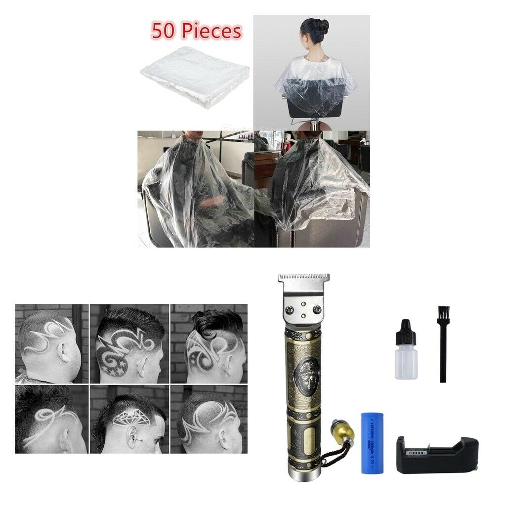 50x Clear Disposable Barber Hair Cutting Cape Men Hair Trimming Clipper